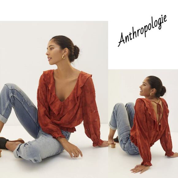 NEW Anthropologie Textured Floral Blouse - Small - Picture 1 of 5